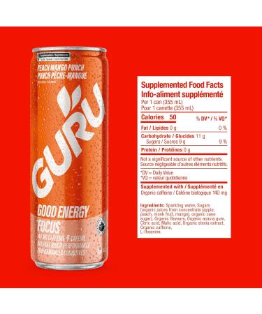 GURU Organic Energy Drink | Variety Pack 355ml | Feel Great and Stay Focused Longer with Plant-Based Energy Natural & Organic Ingredients Low Calories and Great Taste | (Pack of 12)  - Buy Online on SooperMarket.com
