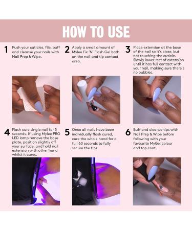 Mylee Fix N Flash Gel Nail Tips Kit - 216pcs Almond, Square, & Coffin Shapes | Full Cover Extensions with Gel Prep Wipes & Nail File - Buy Online on SooperMarket.com