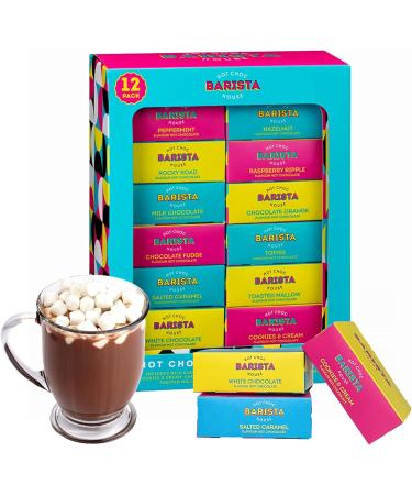 Hot Chocolate Box Gift Set - Assorted Flavour Hot Chocolate Hamper Selection Box with Marshmallows 180g. Festive Hot Chocolate for Secret Santa Stocking Fillers with Topline Card Hazelnut Cherrie Carror Raspberry 180 g (Pack of 1)