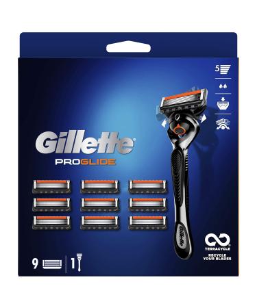 Gillette ProGlide Men’s Razor with Flexiball Technology + 9 Refill Blades with 5 Anti-Friction Blades New