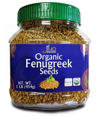 Jiva Organics Organic Fenugreek Seeds Whole 1 Pound Jar - Methi Seed for Cooking, Sprouting & Beauty Care