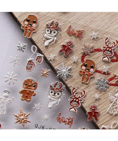 JMEOWIO 3D Embossed Christmas Glitter Nail Art Stickers Decals Self-Adhesive 5D Snowflake Winter Holiday Cute Silver Nail Supplies Nail Art Design Decoration Accessories 4 Sheets - Buy Online on SooperMarket.com