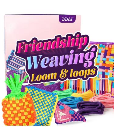 DDAI Weaving Loom Kit Crafts for Kids and Adults - Potholder Loops Toys for Girls and Boys Ages 6 7 8 9 10 11 12 - Beginners Knitting Loom Set Holder Weaving Kits and Gifts - Metal Crochet Hooks