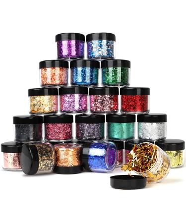 24 Color Metallic Gold Foil Flakes for Resin, Nails, Painting & Crafts - Buy Online on SooperMarket.com