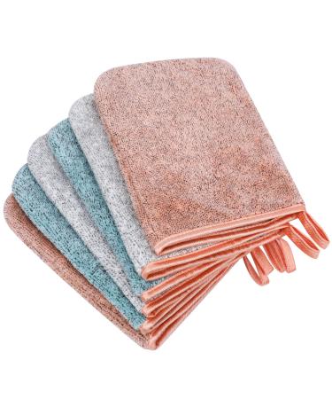 Phogary 6 pieces microfiber washing gloves 15x21 cm washcloth coral fleece soft face glove swimming shoe reusable make-up remover gloves 3 colors