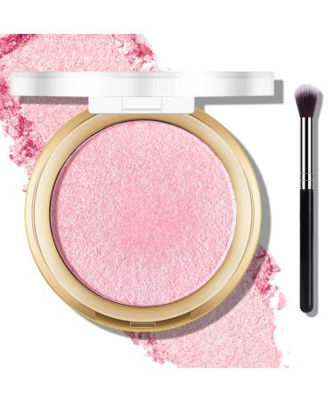 FREEORR Baked Highlighter Powder Palette  Makeup Highlighter Powder Palette Sheer Shimmering Finish Face Highlighters Makeup Iluminadores de Maquillaje 02 Mermaid Pink