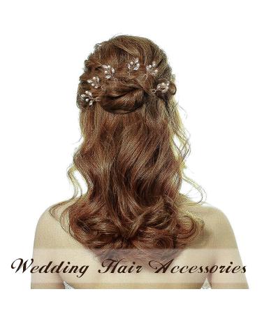 Sooshin 6-Piece Bridal Hair Pins Set - Pearl and Rhinestone Wedding Hair Accessories - Rose Gold Crystal Hair Pins for Brides and Bridesmaids - Buy Online on SooperMarket.com