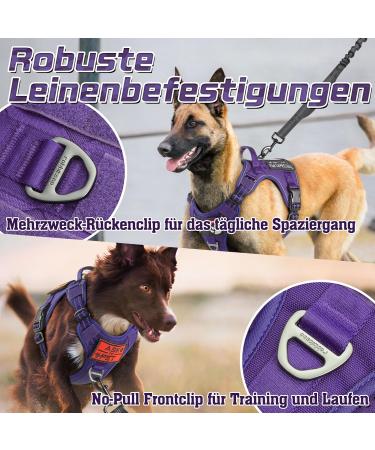 Rabbitgoo Adjustable Dog Harness for Medium Dogs - Durable Tactical Wear-Resistant with Metal Buckles & Handles - Perfect for Hiking (Purple M) - Buy Online on SooperMarket.com