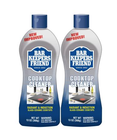 BAR KEEPERS FRIEND Multipurpose Cooktop Cleaner (13 oz) - Liquid Stovetop Cleanser - Safe for Use on Glass Ceramic Cooking Surfaces, Copper, Brass, Chrome, and Stainless Steel and Porcelain Sinks(2)