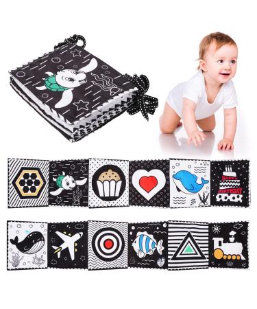 Camp trip contrast book baby black and white double -sided fabric book soft picture book Alphanumeric graphics fabric books for young girls' babies toddlers from 0+ months of early learning toys black + white