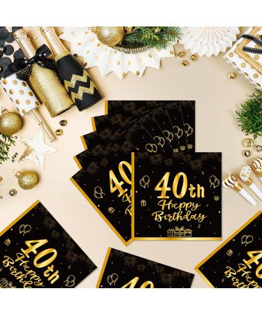 40 Black & Gold Birthday Napkins - Elegant 33x33cm Party Supplies for Men & Women - Perfect for 40th Birthday Decorations - Buy Online on SooperMarket.com