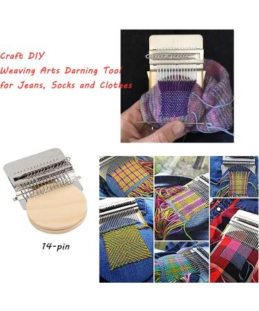 Wooden Darning Loom Tool - 14 Hooks Weaving Frame for Beginners - Hand Craft Repair for Jeans, Socks, Clothes - Buy Online on SooperMarket.com