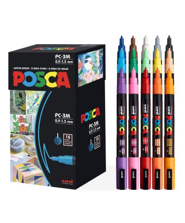 15 Posca Paint Markers  3M Fine Posca Markers with Reversible Tips  Posca Marker Set of Acrylic Paint Pens | Posca Pens for Art Supplies  Fabric Paint  Fabric Markers  Paint Pen  Art Markers Marker Fine Point