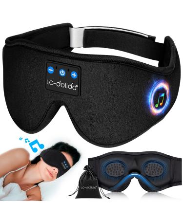 Sleep Headphones Bluetooth 5.4 Sleep Mask Bluetooth 3D Eye Cover for Sleeping Travel Hi-Fi Wireless Headphones Built-in Mic & Ultra Soft Sleeping Mask Cool Tech Personalised Gift Mother's Day Gift Sleep Mask - Black