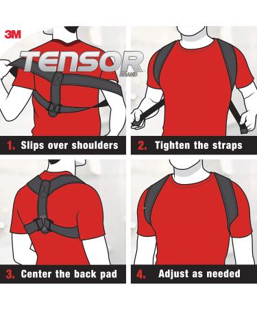 Tensor Posture Corrector Adjustable Back Support for Women and Men Helps Promote Proper Posture Black - Buy Online on SooperMarket.com
