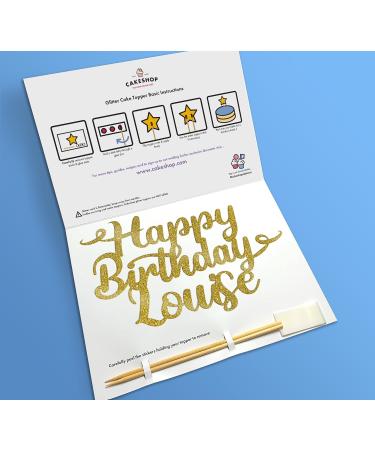 Cakeshop Cake Decoration Pack | Happy Birthday Premium Double Sided Glitter Card Cake Topper Sign & 25g Party Pack of Cake Sugar Sprinkles | Custom Name Cake Decorations (Gold) Non-Prime Glitter Card: Gold - Buy Online on SooperMarket.com