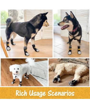 SCIROKKO Anti-Slip Dog Socks (3 Pairs) - Adjustable Pet Paw Protection with Golden Paw Pattern - Indoor Traction Control - Size L (Paw width 3.13 in) Black - Buy Online on SooperMarket.com