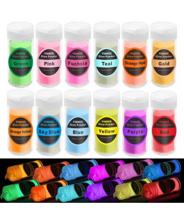 Glow in The Dark Pigment Powder  12 Colors Luminous Powder Epoxy Resin Pigment  Skin Safe Non-Toxic for Nails  Slime  Acrylic Paint  Halloween Fine Art and DIY Crafts (0.7oz Each Bottles) 20g/0.7oz  12COLOR