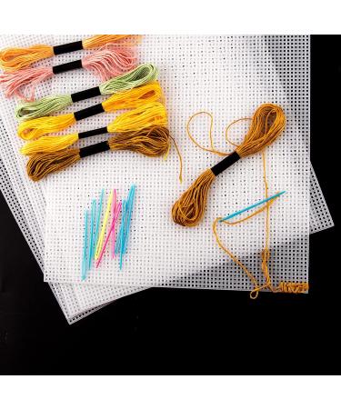 5 Pieces 7 Count Plastic Mesh Canvas Sheets for Embroidery with Needles - 10.2 x 13.2 inch - Ideal for Crafting, Knitting, and Crochet Projects - Buy Online on SooperMarket.com