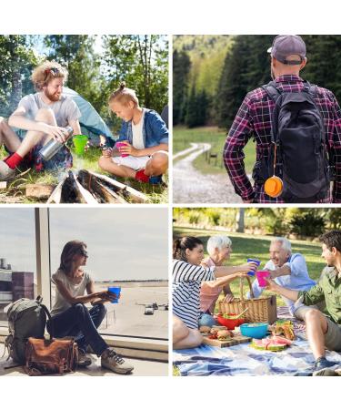 4 Pack Silicone Collapsible Travel Cup Set with Lid - Reusable & Expandable Drinking Mug for Camping and Hiking - Buy Online on SooperMarket.com