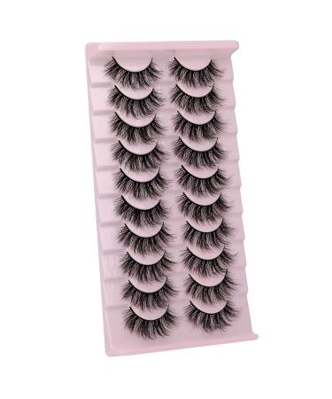 WiWoseo 10 Pairs Natural Faux Mink 3D False Eyelashes - Wispy & Fluffy - Buy Online on SooperMarket.com