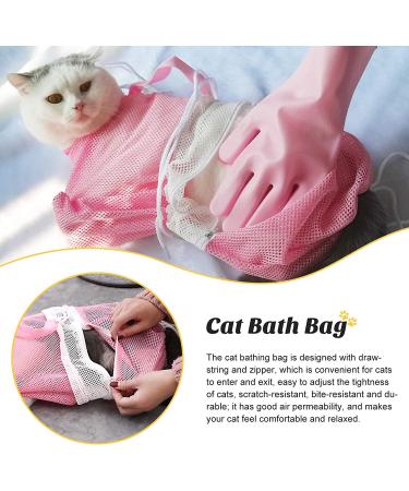 4-Piece Cat Grooming Bath Bag Set with Gloves and Nail Clippers - Perfect for Cats & Dogs Bathing and Nail Trimming - Buy Online on SooperMarket.com