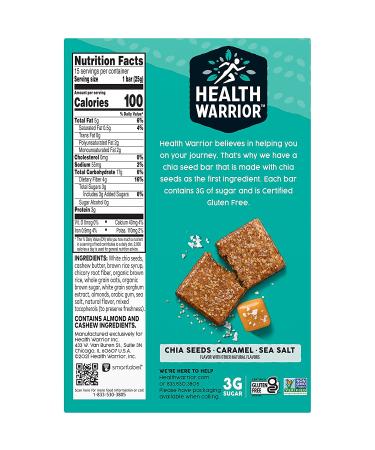 Health Warrior Chia Bars - Caramel Sea Salt Flavor - Pack of 15 Bars - Buy Online on SooperMarket.com