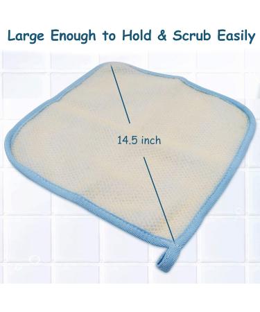 Bleu Bath 6-Pack Dual-Sided Exfoliating Skin Towel - Premium Sturdy Loofah Towel for Oil or Dry Skin - White Terry Body Cloth Scrubber - Buy Online on SooperMarket.com
