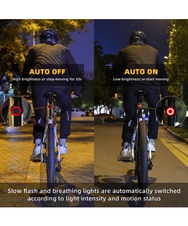 ROCKBROS USB Rechargeable Bike Tail Light | Auto On/Off Sensor | IPX6 Waterproof | 4 Light Modes - Cycling Safety Light for Night Riding - Buy Online on SooperMarket.com