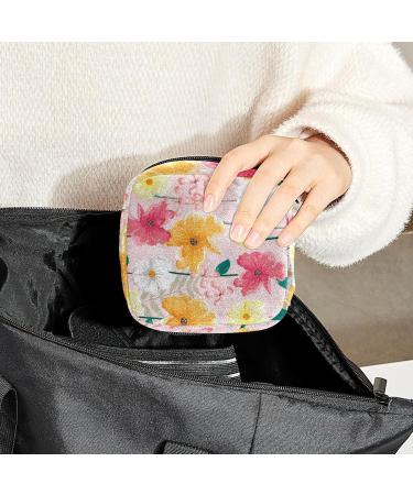 Anna Cowper Pink Flower Sanitary Napkin Storage Bag - Portable Period Pouch for Women and Teen Girls - Multi-colored - 1 Pcs - Buy Online on SooperMarket.com