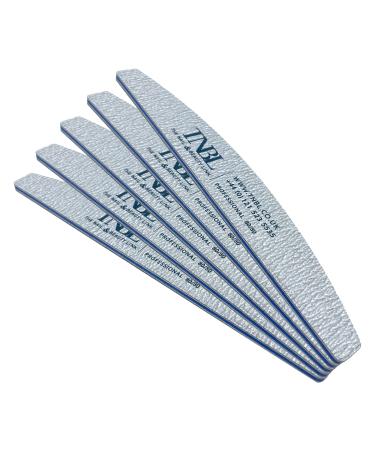 TNBL Nail File Professional Quality (80/80 Grit Half Moon Zebra) Pack of 5 for Manicure & Pedicure Shaping & Styling