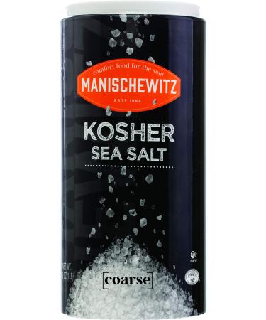 Manischewitz Premium Kosher Salt, Coarse Sea Salt, 16oz (1 Pound) Easy Pour Canister, Product of Italy, Pure Mediterranean Sea Salt. The Perfect Salt Grinder Refill!