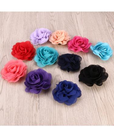 Frcolor 20pcs 3D Rose Flower Hair Clip Set - Chiffon Rose Clips for Women and Girls - Buy Online on SooperMarket.com