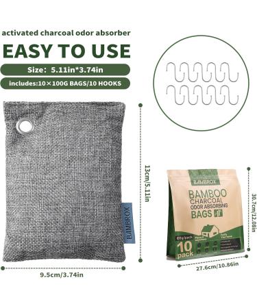 Buy Bamboo Charcoal Air Purification Bag - 10 100g Activated Carbon Deodorizer for Home Car Closet & Bathroom | Best Air Purifier & Fume Absorber for Pet Odors - Buy Online on SooperMarket.com