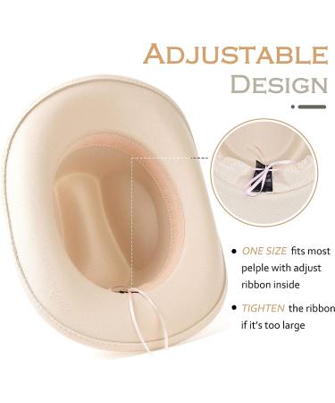 Lisianthus Wide Brim Cowboy Hat - Diamond Shaped Beige Medium - Unisex Western Outdoor Felt Hat - Buy Online on SooperMarket.com