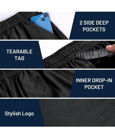 Haimont Men's 5 Inch Dry Fit Running Shorts with Pockets - Water Resistant & Lightweight | Gym Workout Exercise Shorts - Black (Small) - Buy Online on SooperMarket.com