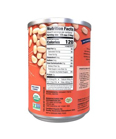 Westbrae Natural Organic Pinto Beans - No Salt Added, 25 Oz (12 Pack) | Healthy Plant-Based Protein - Buy Online on SooperMarket.com