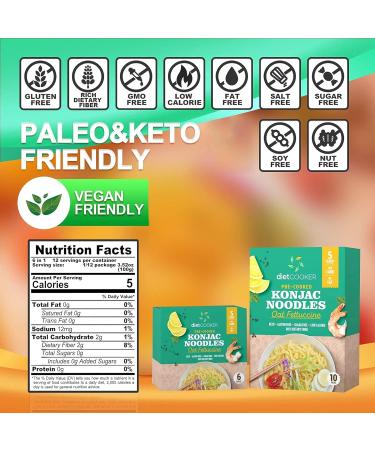 Pack of 10 DIET COOKER Premium Shirataki Oat Fettuccine Noodles - Keto & Vegan Friendly, Zero Net Carbs, Low Calorie Pasta - 9.52 oz (Pack of 10) - Buy Online on SooperMarket.com