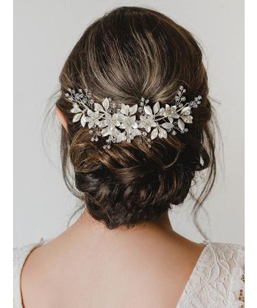 SWEETV Rhinestone Bride Wedding Hair Comb with Pearl Bridal Hair Piece - Handmade Crystal Hair Clip for Women and Girls in Silver - Buy Online on SooperMarket.com