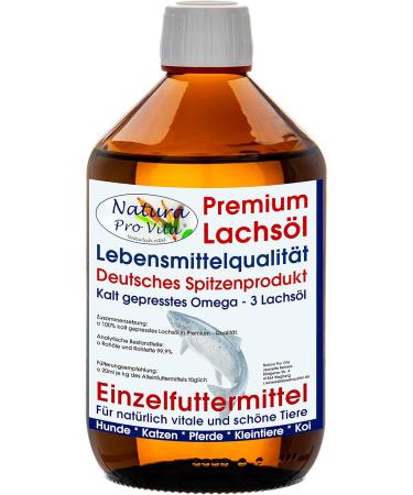 Premium Salmon Oil for Cats - Omega-3 Cold-Pressed Fish Oil - 500ml Glass Bottle for Healthy Skin & Fur Natural Immune Support - Buy Online on SooperMarket.com