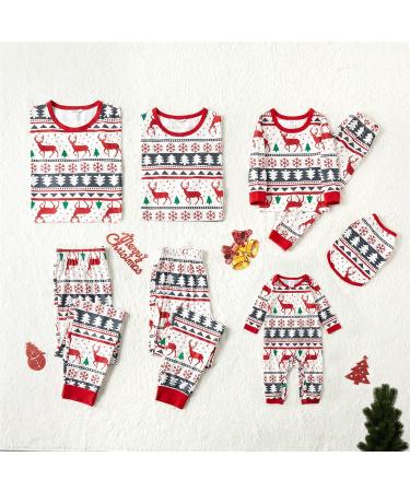 PatPat Family Christmas PJs Matching Sets - Reindeer & Snowflake Patterned Sleepwear for Couples and Kids (Kids 6-7 Years, Elks White) - Buy Online on SooperMarket.com