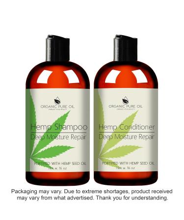 Hemp Hydrating Shampoo & Conditioner Set - 16 oz | Sulfate Free All Natural for Color Treated & Curly Hair | Men & Women - Buy Online on SooperMarket.com
