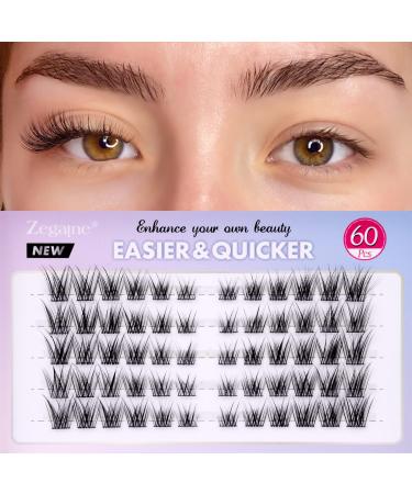 Cluster Lashes 6-14mm Cluster Eyelash Extensions Wispy Individual Lashes CC Curl False Eyelashes DIY at Home Natural Lashes by Zegaine 60Pcs Erato