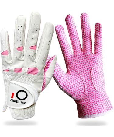 Lovmead golf gloves women leather left right hand couple extra all weather handle 3d performance golf gloves summer left right slipproof soft comfort s m l xl slippest 1 pair m