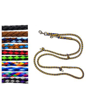 Dog linen large dogs up to 80 kg double-line jumbo 2.40m / 2.80m / 3.50m / 5m adjustable exercise line / guide in 17 different fabulas very stable (5m 5-fold adjustable rems (blue-yellow)) 5m 5 times adjustable Rems (blue-Yellow)