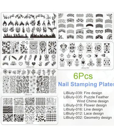 Budoci Nail Stamping Kit - 6-Piece Set with Nail Plates Stamp & Scraper for French Nail Art - Perfect for International Shipping - Buy Online on SooperMarket.com