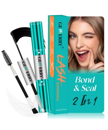 GEMERRY Lash Bond and Seal Waterproof 12ml Lash Cluster Glue for Lash Clusters Bond and Seal Lash Glue Long Lasting for 72-96 Hours Lash Glue Mascara Eyelash Glue for Self Use at Home Bond+Seal