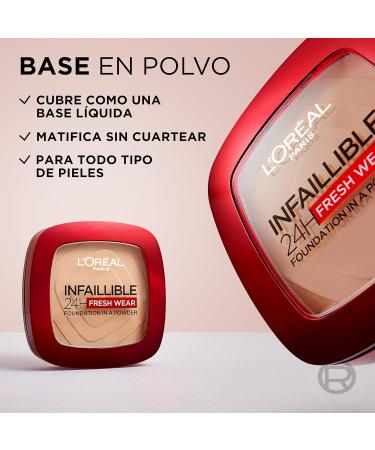 L'Or al Paris Infallible 24H Fresh Wear Foundation in a Powder Full-coverage Longwear Weightless Smooth Finish Water-proof and Transfer-proof 130 True Beige 130 True Beige 9 g (Pack of 1) - Buy Online on SooperMarket.com