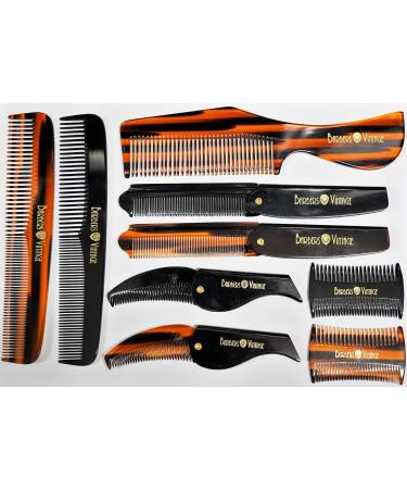 Barbers Vintage Classic Hair Comb for Men - Tortoise Shell Finish | Handmade Fine & Coarse-Tooth Grooming Comb (18cm) - Buy Online on SooperMarket.com