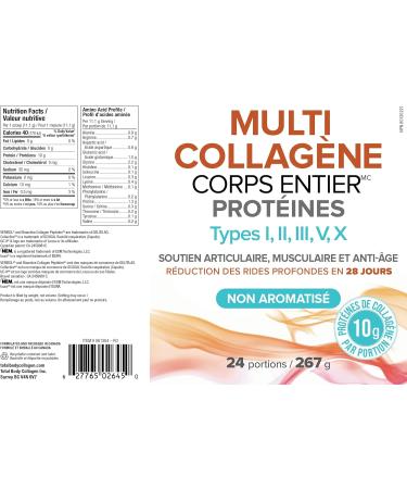 Natural Factors Total Body Multi Collagen Protein 267g Unflavoured 10g of hydrolyzed collage per scoop Combines 5 types of Collagen Supports the Formation of Collagen and Connective Tissue for Joint & Skin Health Keto & Paleo Friendly - Buy Online on SooperMarket.com